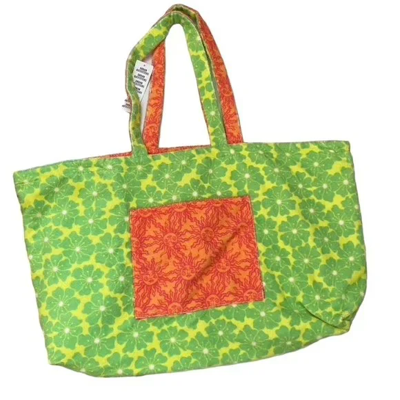 Lucky Printed Terrycloth Reversible Tote Bag Large Beach Poolside B2 - Picture 3 of 9